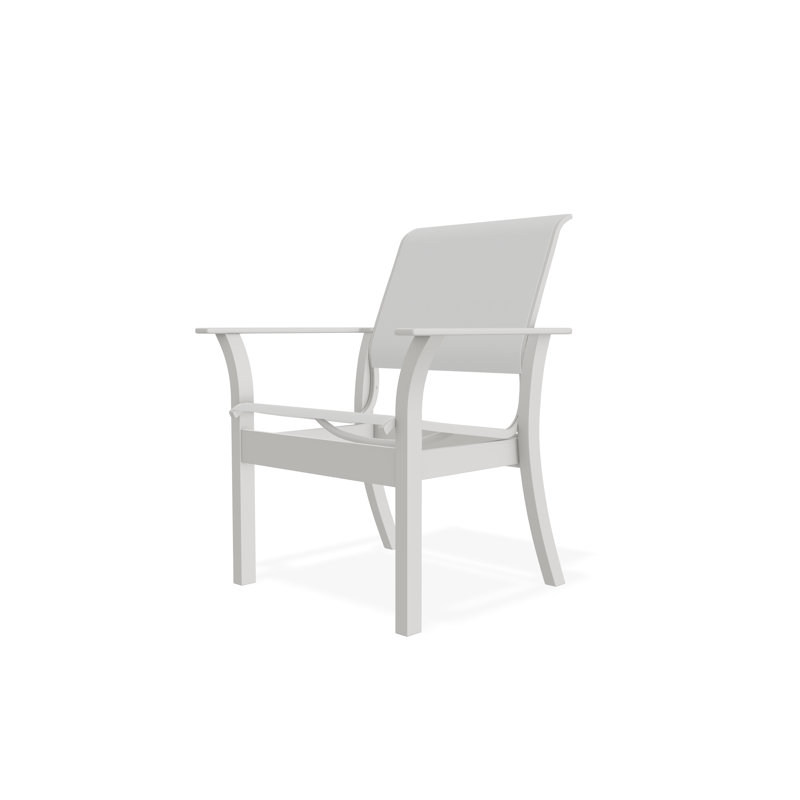 Chaise de café empilable en polymère de qualité marine Leeward Sling, Neige, Blanc 6D Sunbrella®