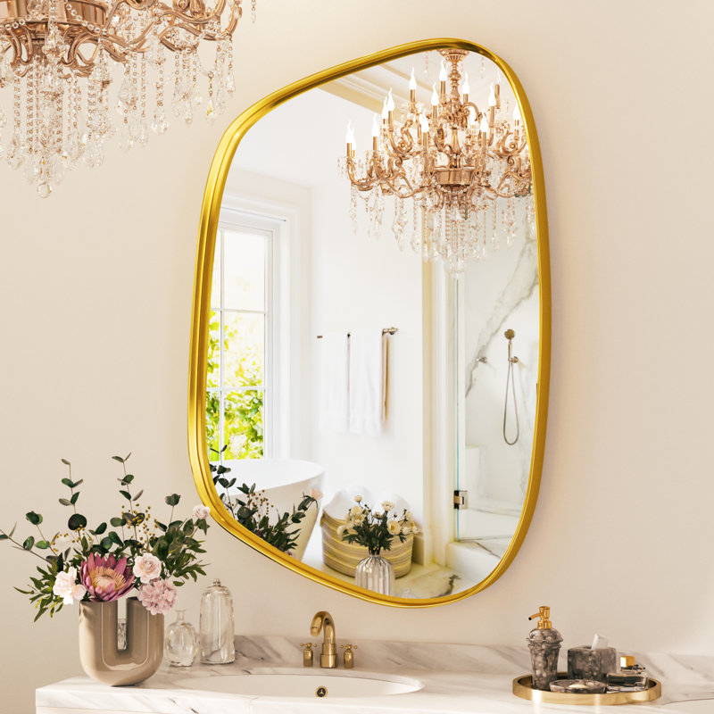 Irregular Wall Mirror - Decorative Tempered Glass Mirror With Aviation Aluminum Alloy Frame For Bathroom, Bedroom, Living Room, Entryway, Cloakroom