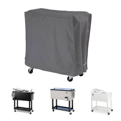 Gray 500D PU Cooler Cart Cover | 34"x19"x31" Waterproof with Velcro & Reinforced Tape