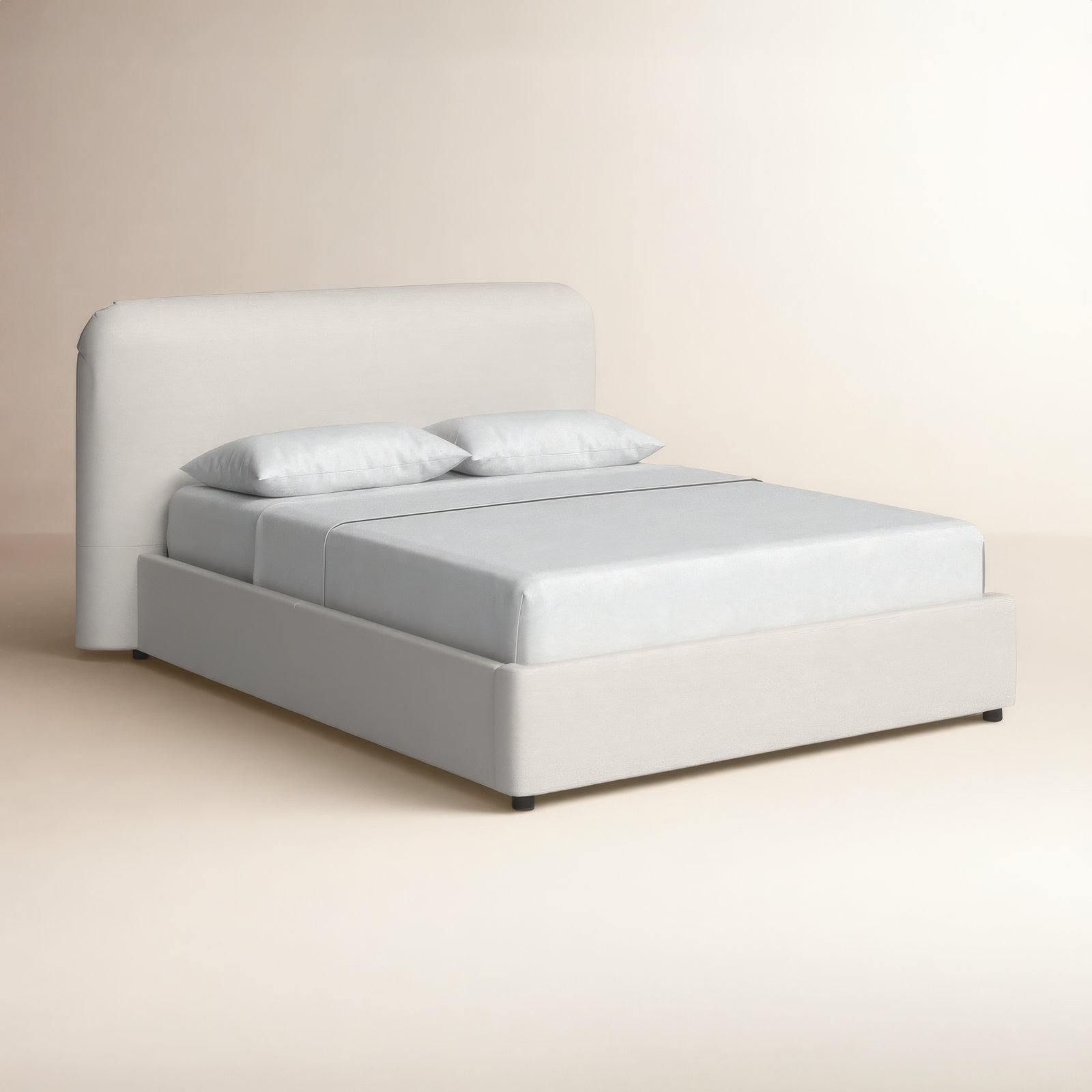 Crosby Upholstered Bed, Queen, Beige Basketweave