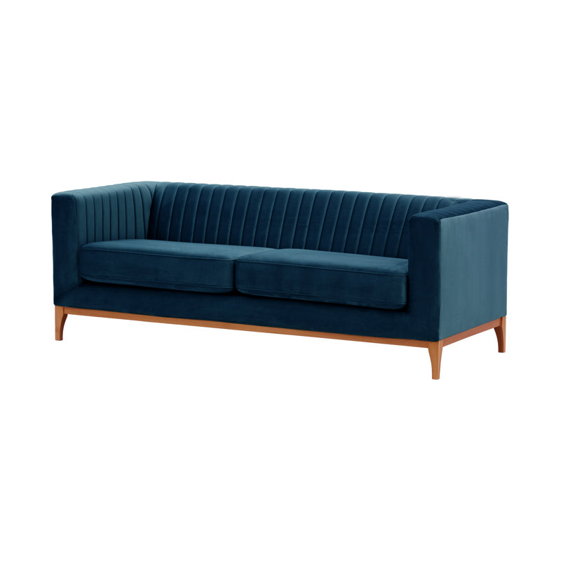 Buker Velvet Square Arms Sofa, Red, Aveo