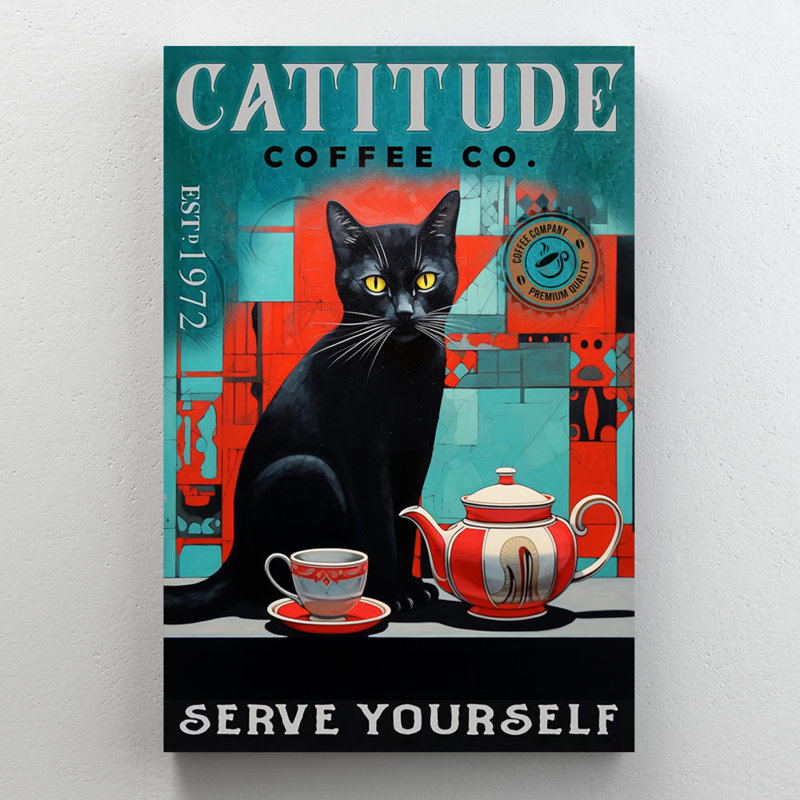 " Cattitude Coffee Co ", 20" H x 16" W x 1.25" D