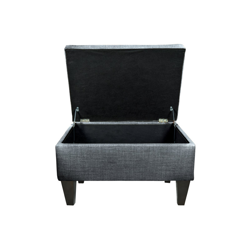 Zaylee Velvet Ottoman, Charcoal