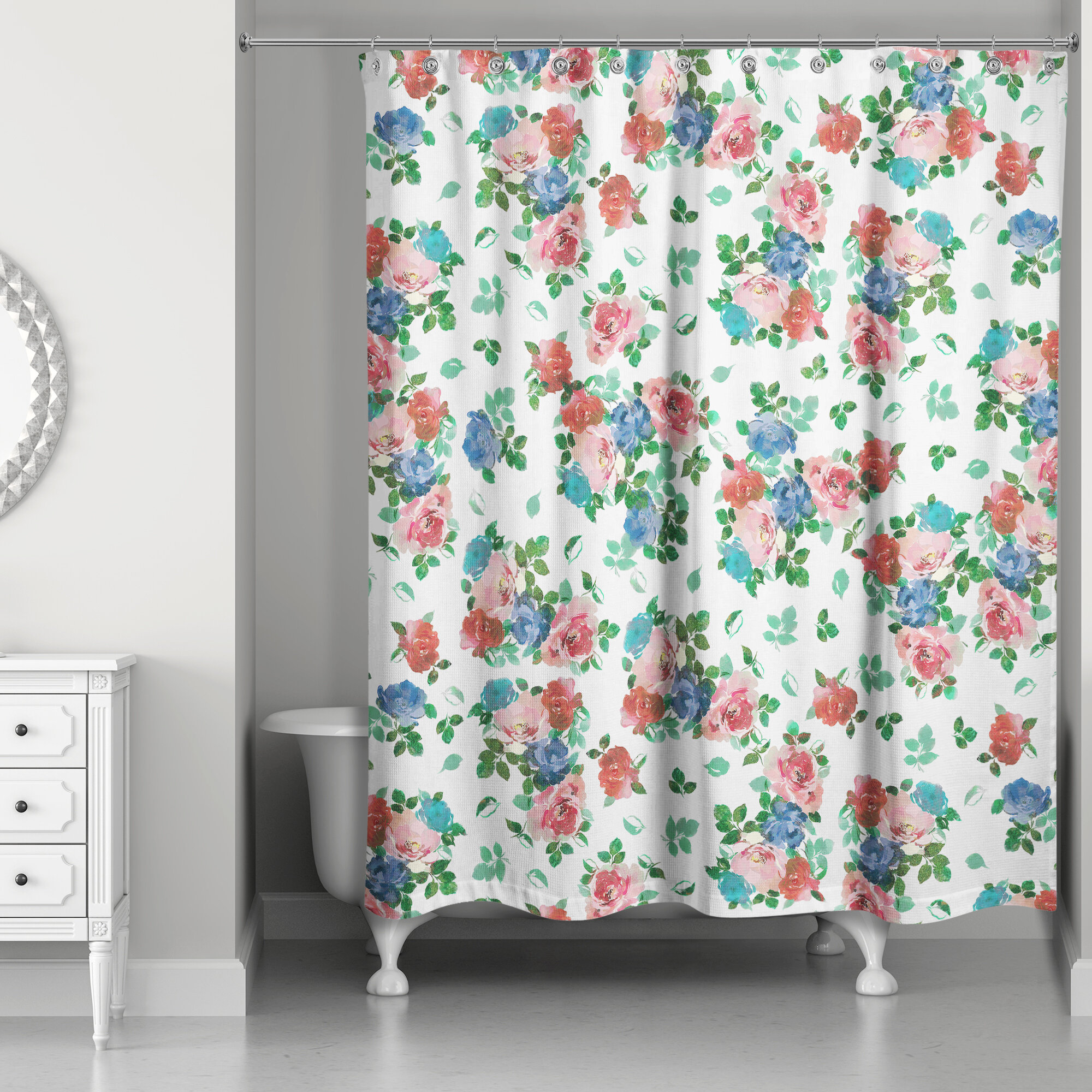 August Grove Filleti Vintage Rose Garden Single Shower Curtain | Wayfair