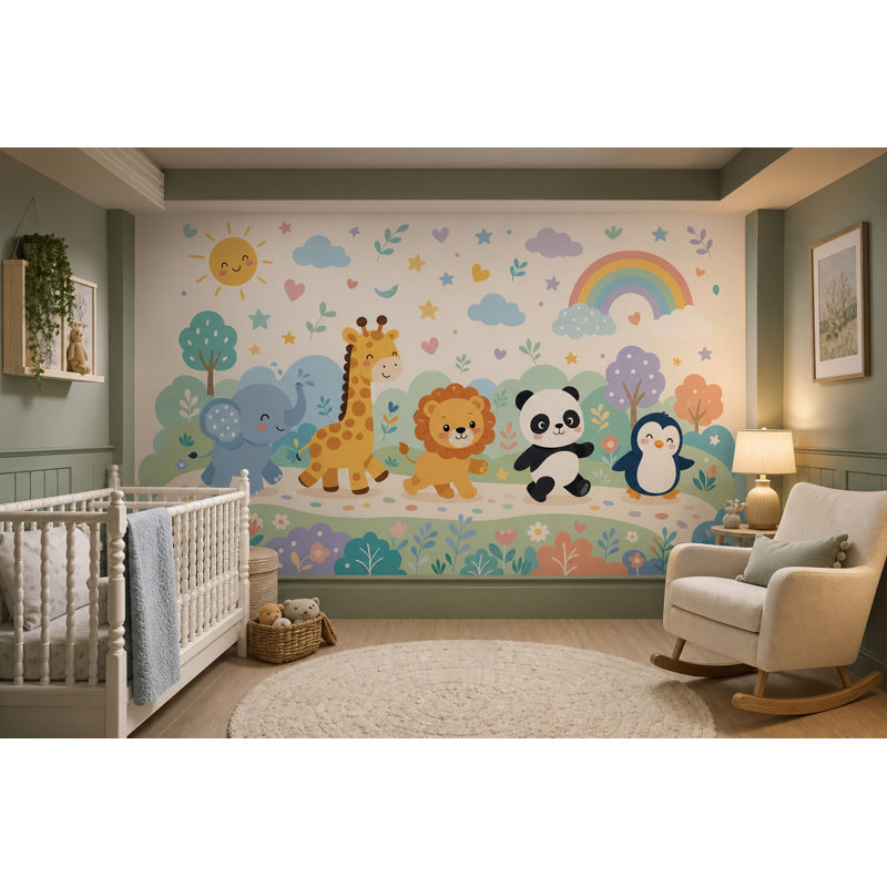 Papier peint amovible de chambre de bébé, 160 po x 108 po, Texturé non collé