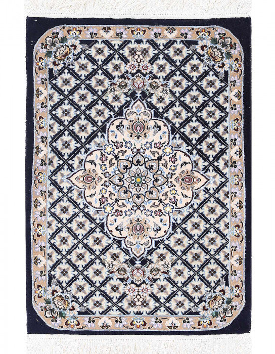 Tapis unique en laine et soie 2 pi x 3 pi Elliona