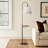 Varuna 65'' Natural/Antique Brass/Black Tray Table Floor Lamp with USB