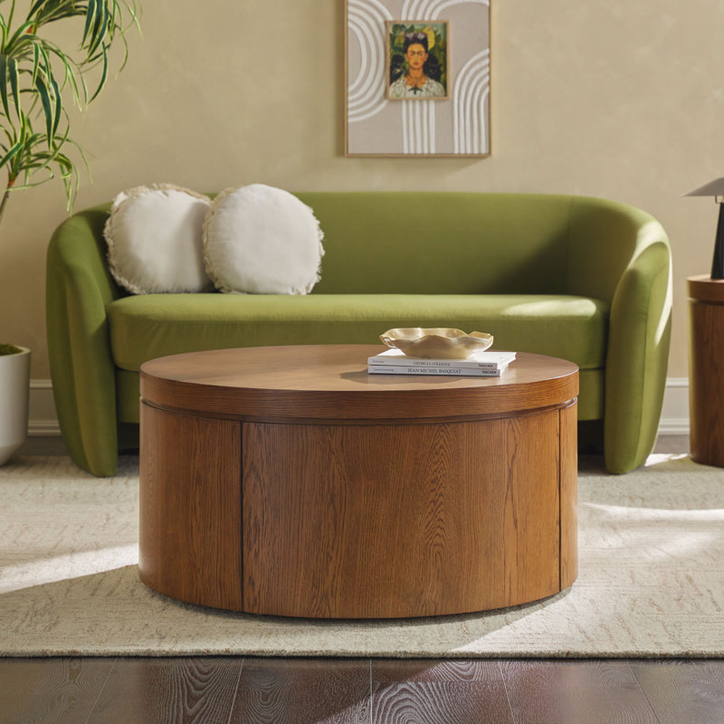 Table basse 36 po avec rangement caché Aaric, Chêne brun moyen