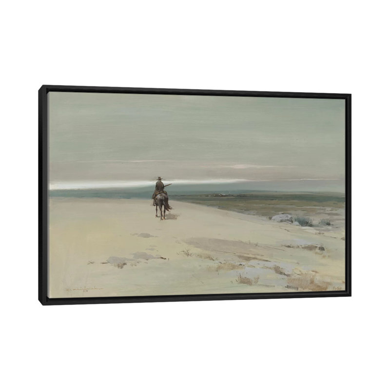 «The Lone Rider» par Ernest Chiriacka - impression sur toile tendue, H 18 po x l 26 po x P 1,5 po, Toile avec cadre noir