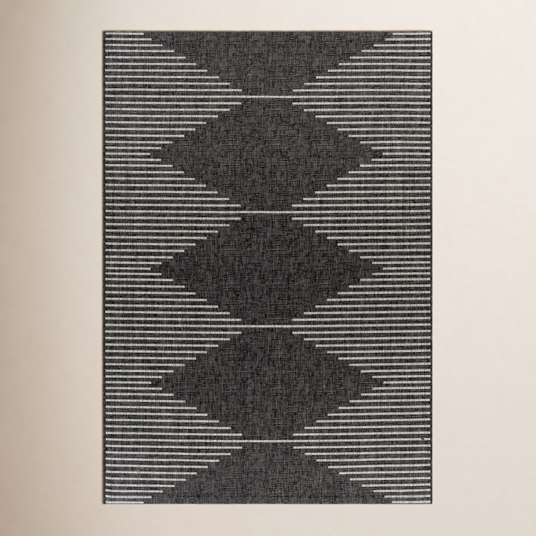 Abdulazeez Irielle Geometric Black Indoor/Outdoor Area Rug