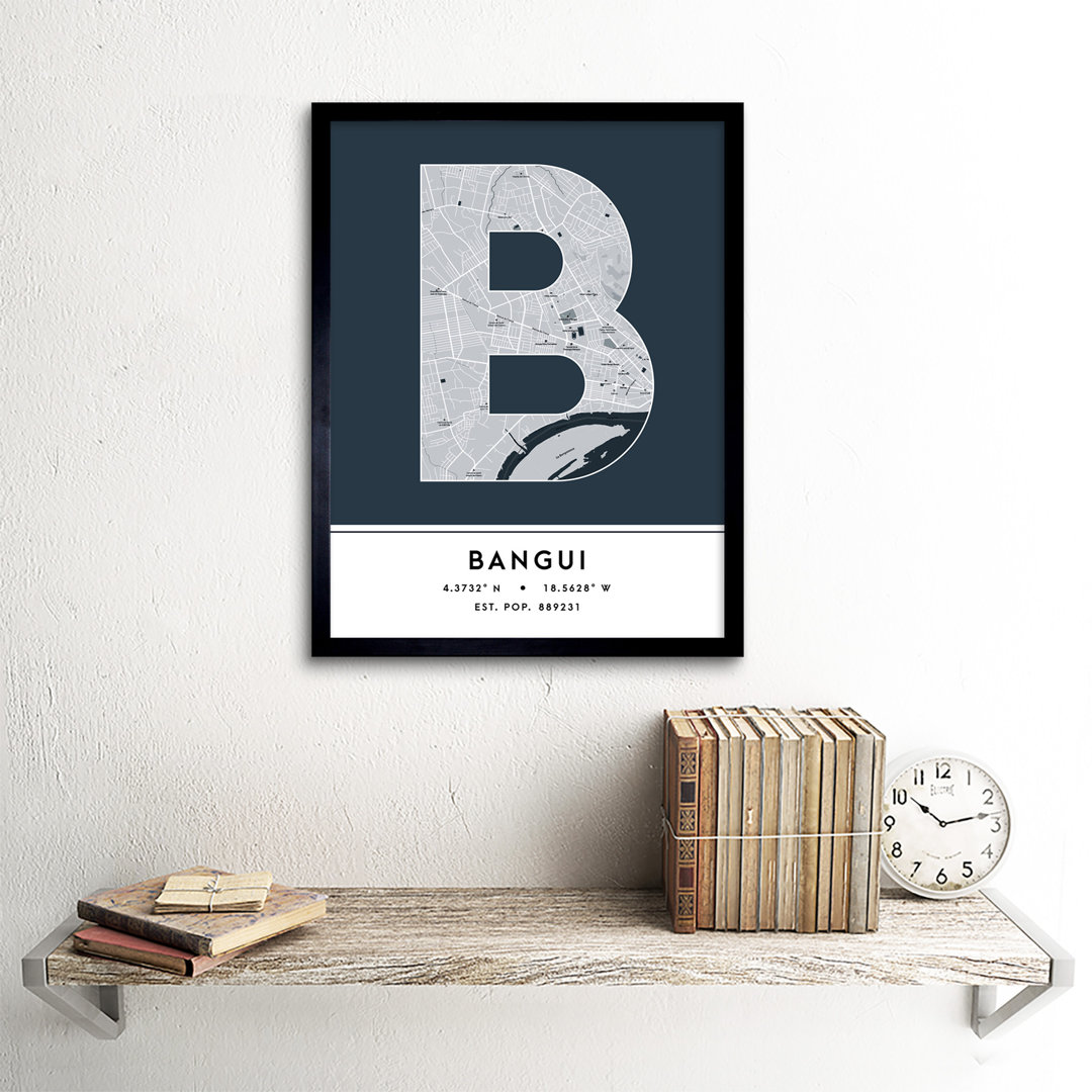 Bangui City Map Bangui Navy - Single Picture Frame Typography