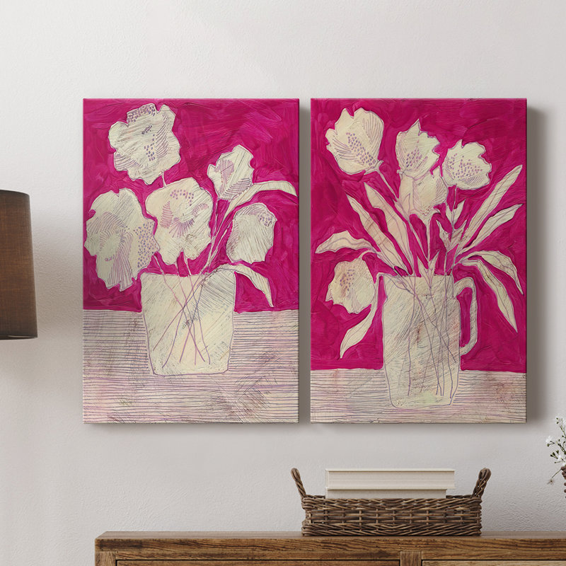 Arrangement fuchsia I - Toile tendue avec châssis de qualité supérieure - Prêt à être accroché, H 18 po x l 24 po