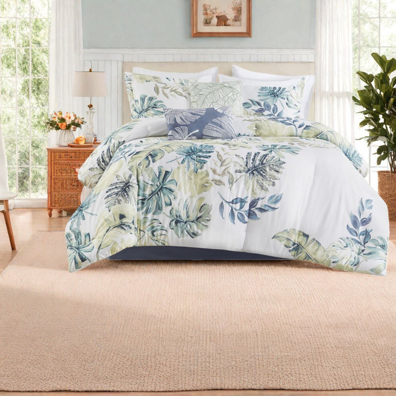 Ensemble de literie luxueux en coton, confort hypoallergénique, style oasis côtière