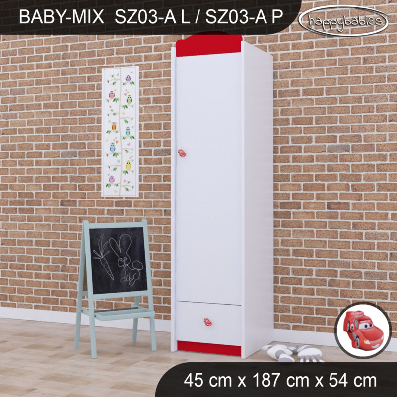 Baby Mix Car 1 Door Wardrobe, Red