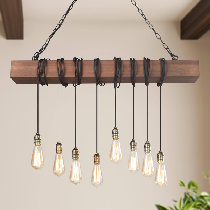 Smither 8 - Light Kitchen Island Rectangle Pendant with Rope Accents
