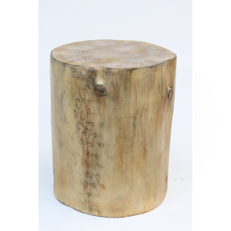 Table d'appoint d'extérieur 14,25 pouces Mgo, souche de bois peinte à la main