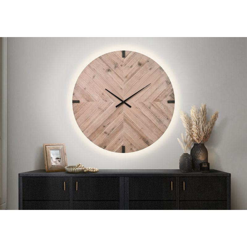Horloge murale ronde surdimensionnée, Brun