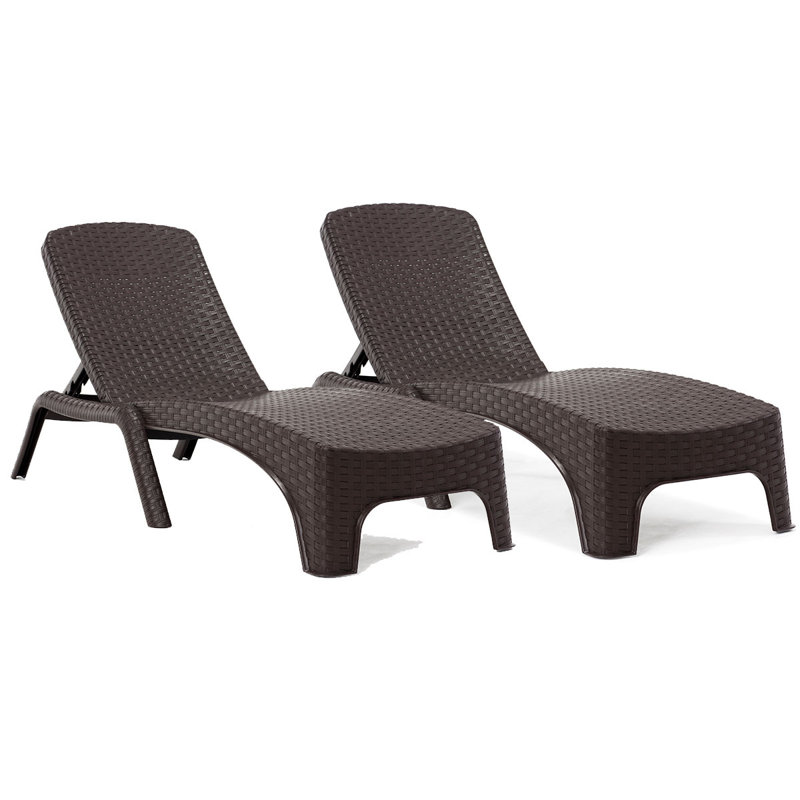 Ensemble de chaise longue empilable Roma, Brun