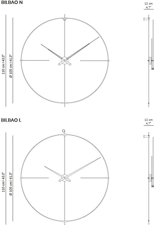 Bilbao Metal Analog Wall Clock, Black/Walnut