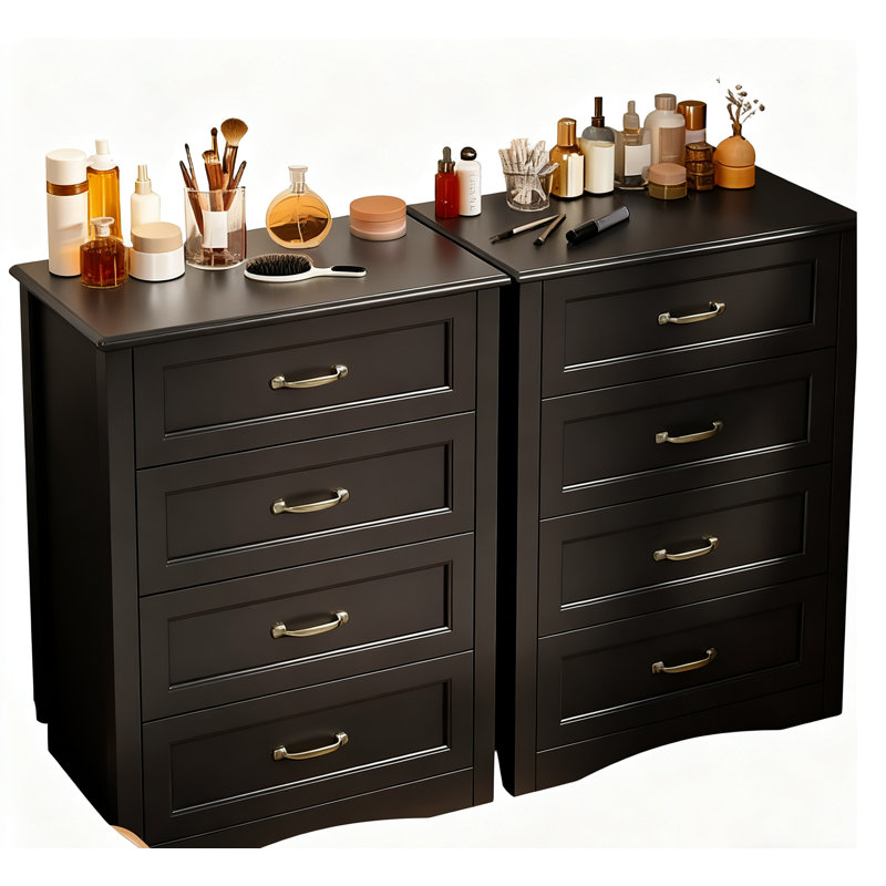 Ergica 4-Drawer Wooden Dresser, 36" H x 27" W x 15.7" D, White/Brown