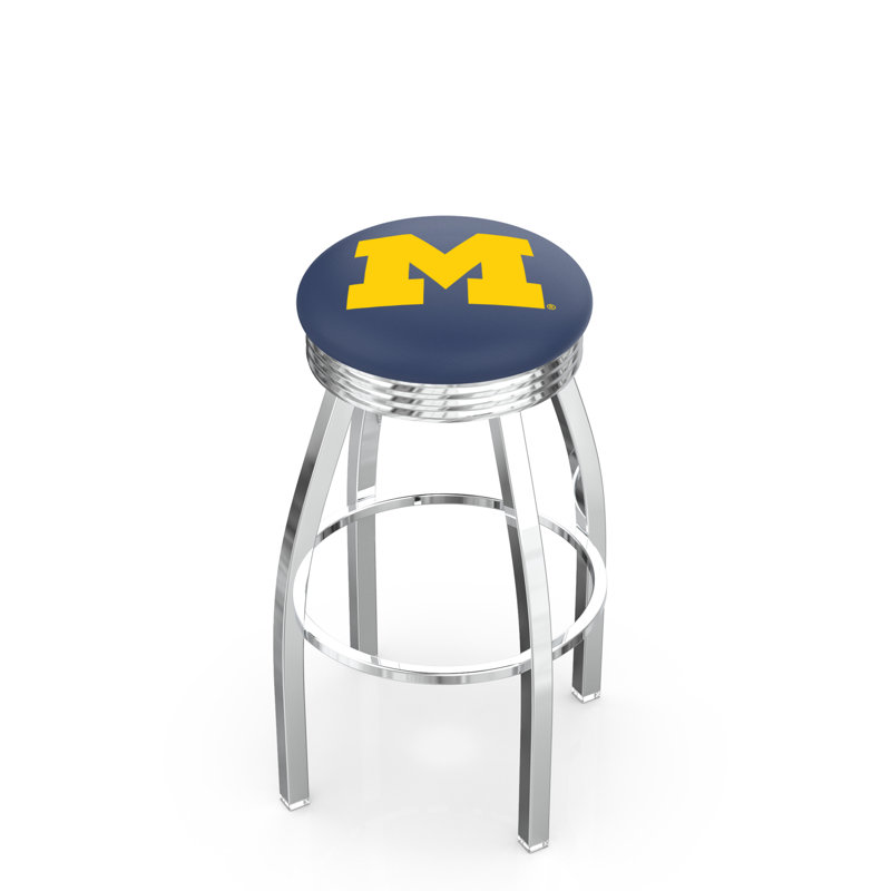 Tabouret de bar Logo Series, Tabouret de bar d'une hauteur de siège de 30 po, Noir soudé uni, Université du Michigan