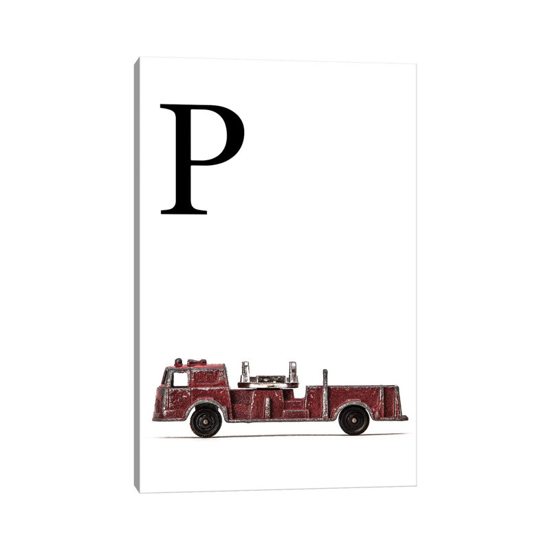 P Fire Engine Letter 1 Piece Wall Art on Canvas, 66.04 cm H x 45.72 cm W x 1.91 cm D, Wrapped Canvas