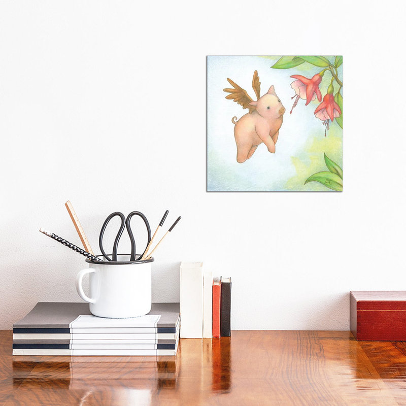 Humming Pig - Wrapped Canvas Painting, 30.48 cm H x 30.48 cm W
