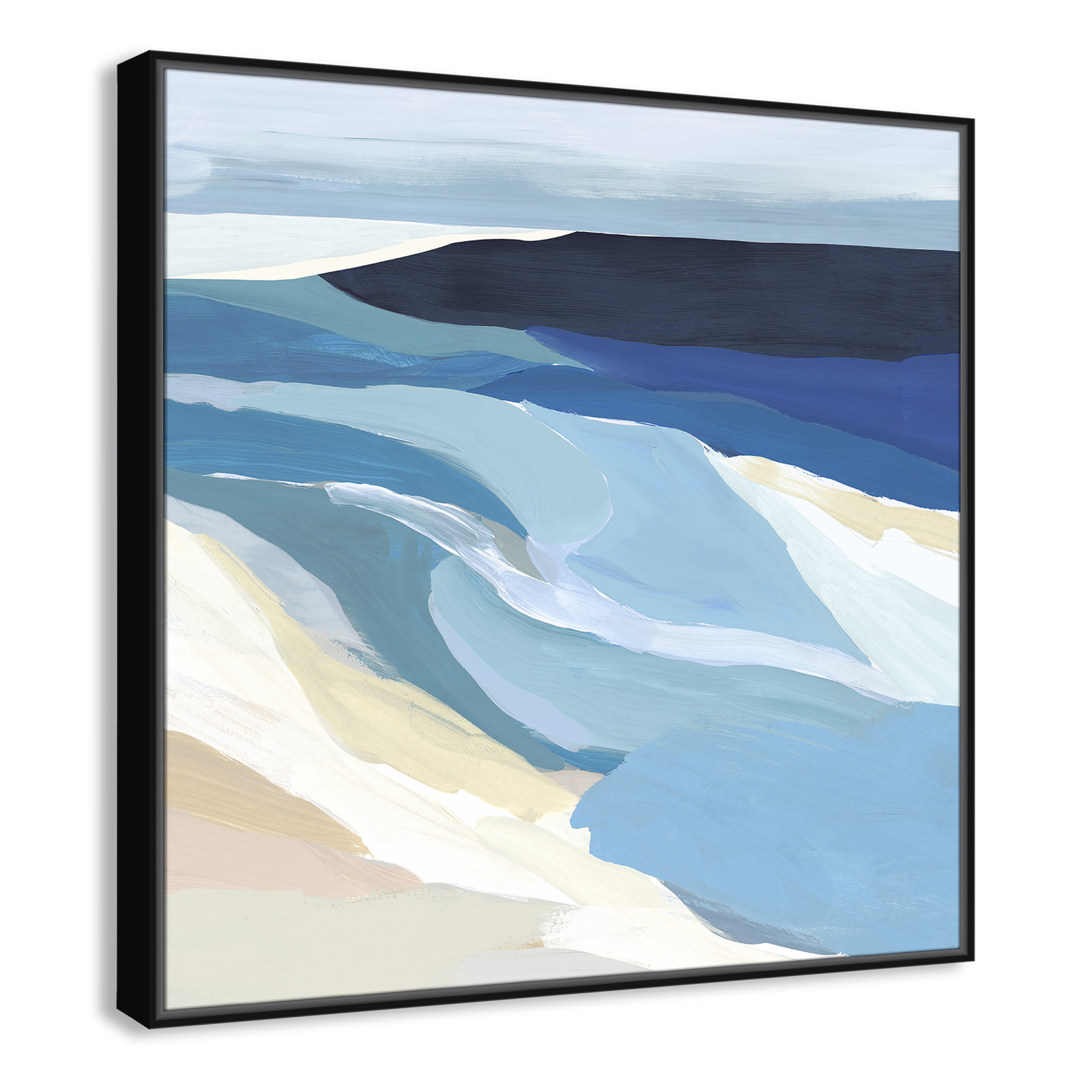Camarie "Graham Lake I" by Isabelle Z Wood Framed Canvas Graphic Art with Mounting Hardware , Picture Framed Canvas, Black
