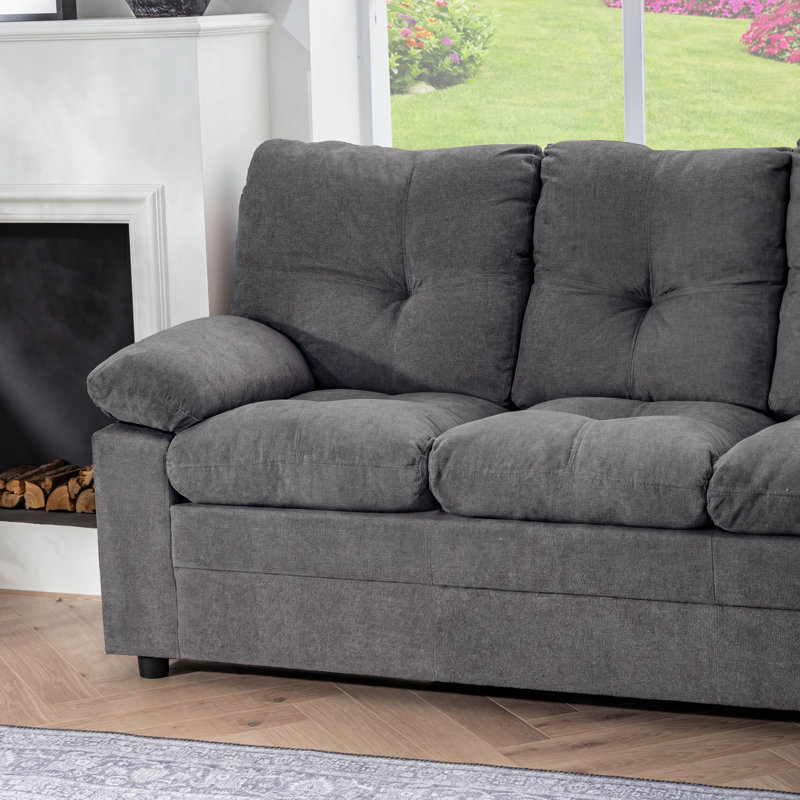 Canapé 75,59 "en chenille moderne - Canapé rembourré pour un salon confortable, Gris