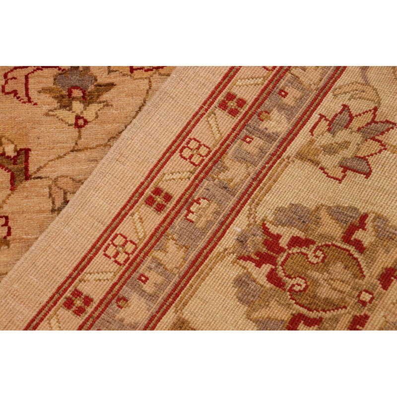 Tapis oriental brun clair / ivoire en laine noué à la main 10 pi 2 po x 13 pi 10 po Silke