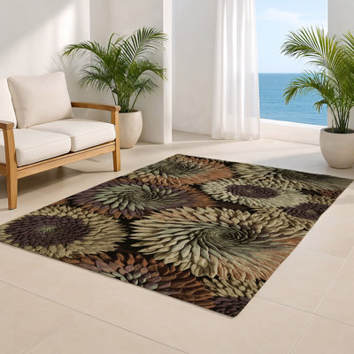 Tapis d'intérieur et d'extérieur brun Botanical