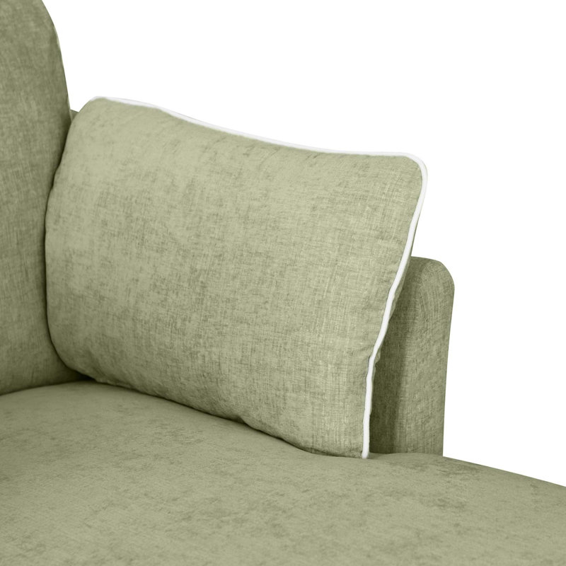 Canapé-lit moderne avec méridienne ergonomique et coussins, Green