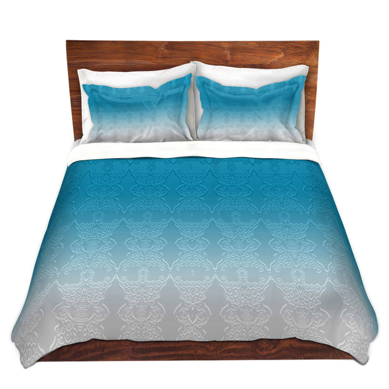  Housses de couette en microfibre Ombre, Bleu / bleu pâle, 1 housse de couette grand + 2 taies standards