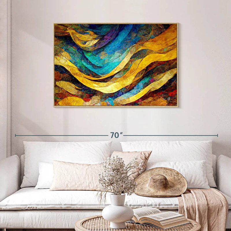 Dunes du désert Leota, Cadre flottant en bois naturel, 43 po x 29 po