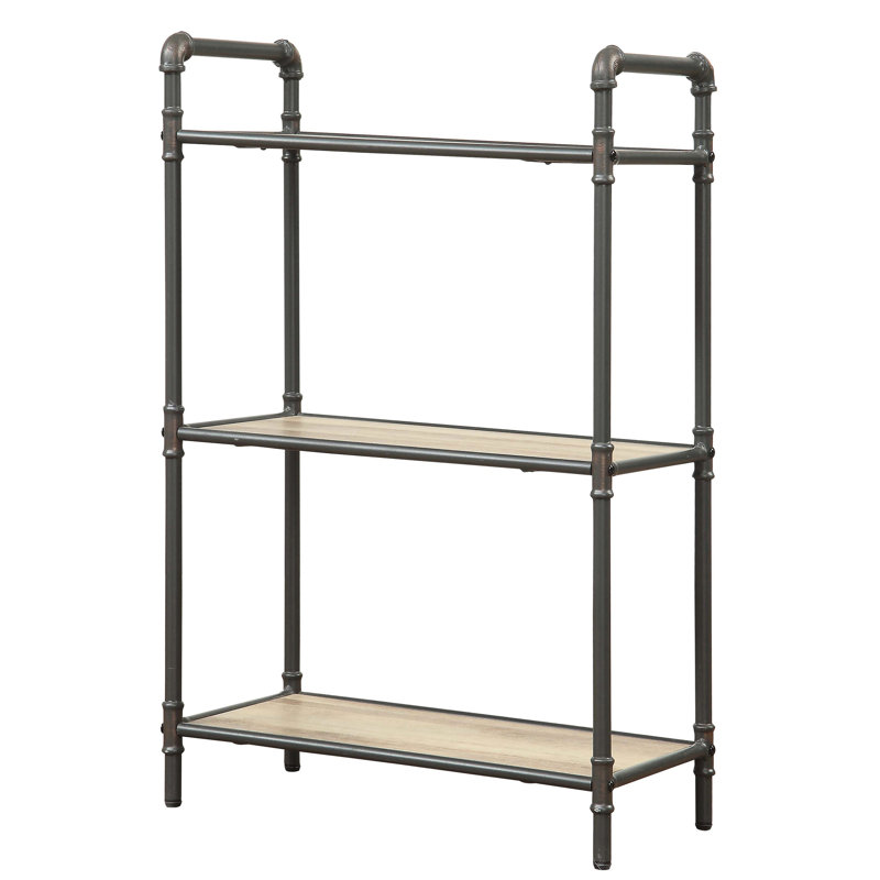 Bibliothèque rustique à 3 tablettes avec chêne antique et gris sableux
