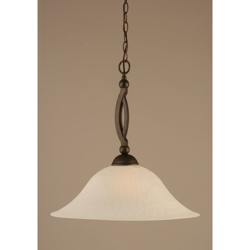 Bow Chain Hung Pendant Glass, Brushed Nickel, 20", Swirl Glass
