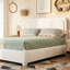 Lit plateforme en tissu bas avec tête de lit à hauteur réglable Boucle, lit plateforme avec tête de lit courbé en nuage, pas de sommier requis, assemblage facile-2099930722