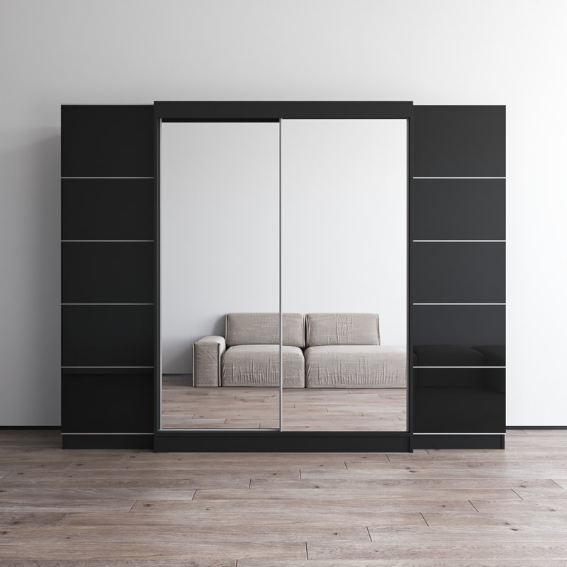 Armoire 102,4 "avec 2 miroirs Aria, H 79 po x l 102 po x P 26 po, Noir