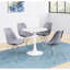 Table ronde blanche en faux marbre de 30 pouces avec surface scellée, idéale pour les petits espaces et les repas intimes, avec un siège confortable