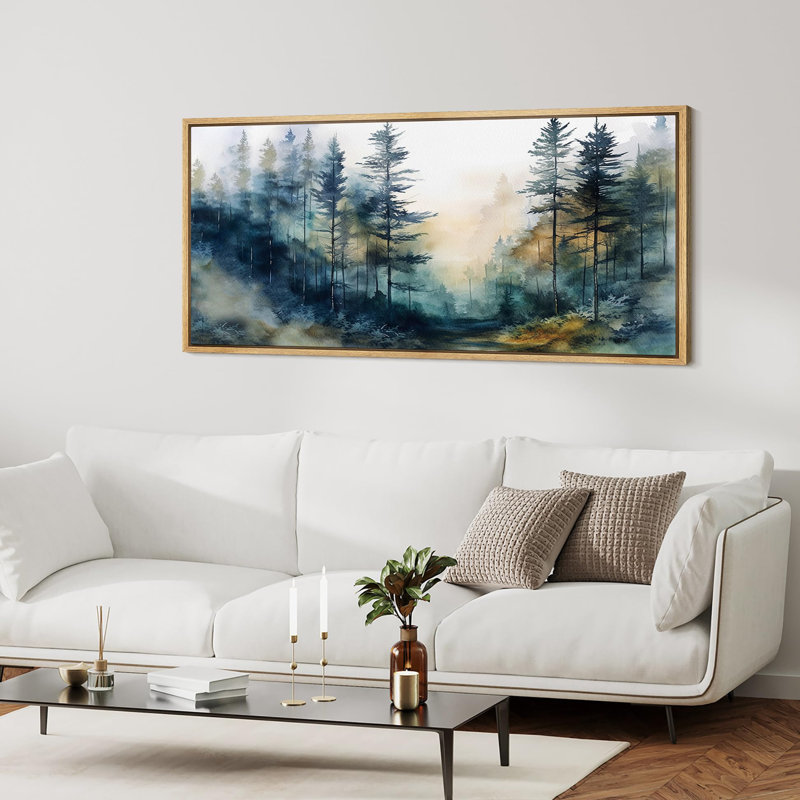 Woodland Forest Landscape " Mystical Forest Path Watercolor Landscape Retro Hanging Painting Extra Large Artwork Pictures "