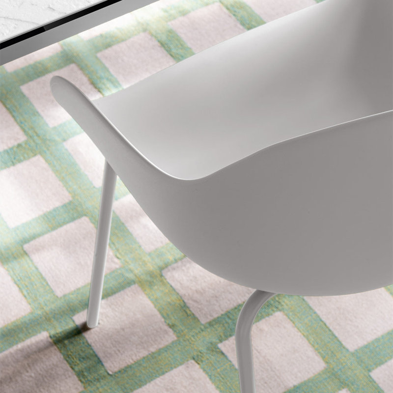Fauteuil Academy avec structure en métal et siège en plastique, Blanc optique mat, Blanc optique mat