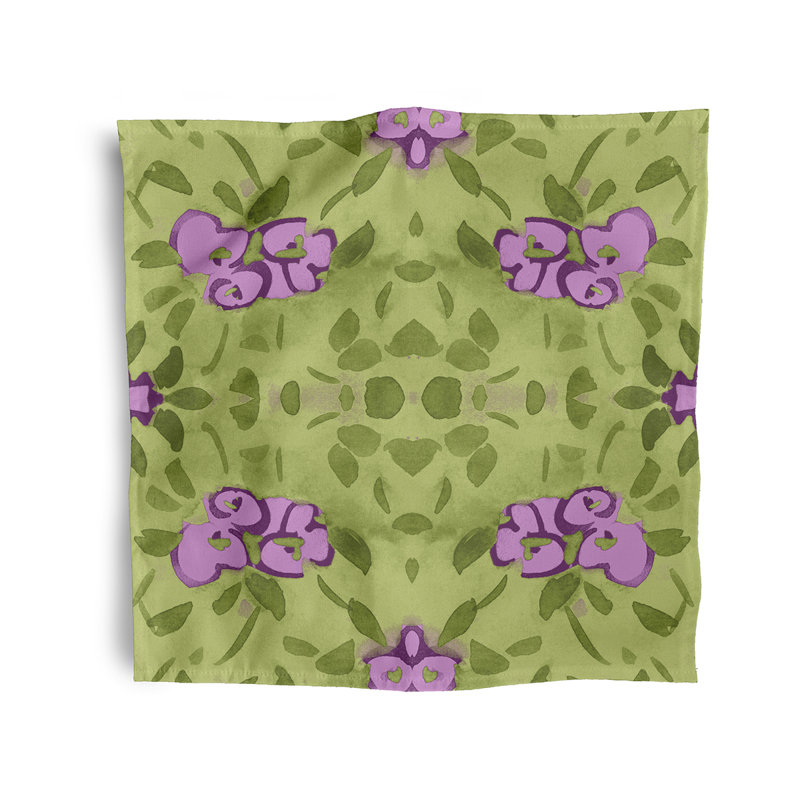 Lonston Polyester Floral Square Napkin, Purple