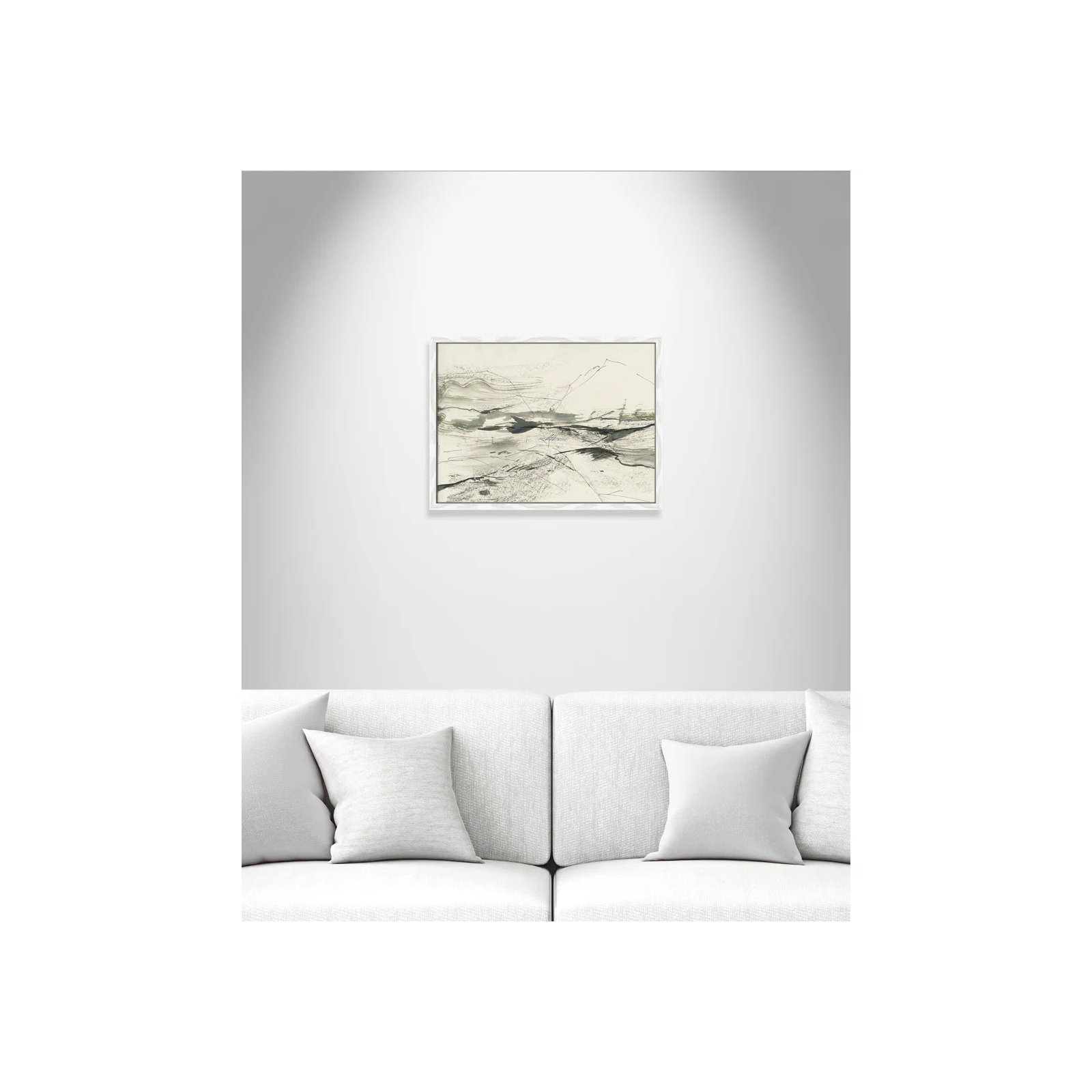 Green Sketches by PI Studio, No Mat, White Slim Picture Framed, 17" H x 23" W x 0.75" D
