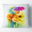 Jaune, orange, mauve, fleurs de gerbera - coussin à imprimé floral-29601051-29601055