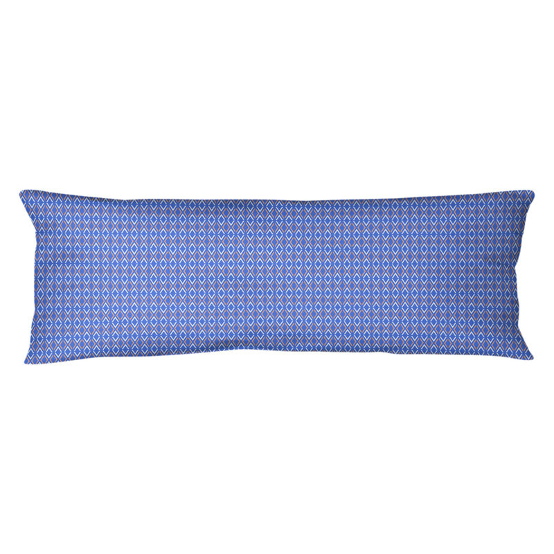 Coussin lombaire à losanges arrow, Bourre en polyester, Molleton moelleux, Bleu / orange