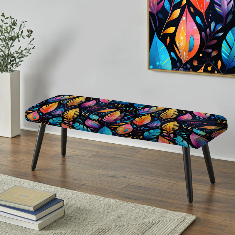 Tribal Dreamscape Feather - Motif bohème - Banc rembourré noir Boho