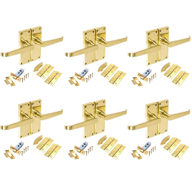  6 Set Victorian Straight Lever Latch Door Handles Sets