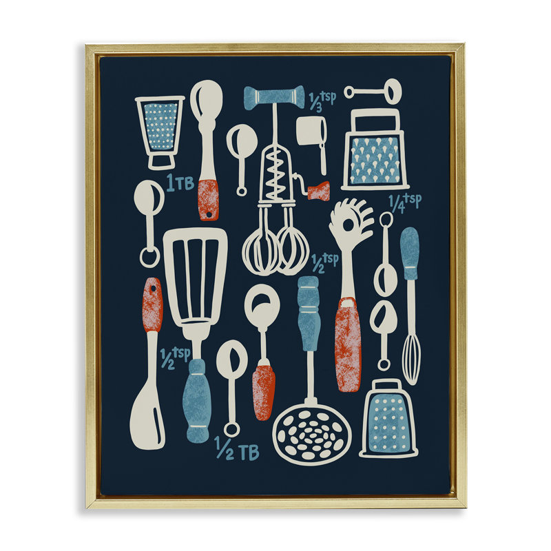 Art mural en toile flottante Kitchen Kitchen Utensils, design par Connie Summers, H 21 po x l 17 po