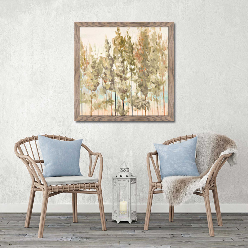 «Bosque Verde Brisa II», reproduction de peinture à l'acrylique encadrée, H 25,5 po x l 25,5 po x P 1 po, Cadre taupe délavé
