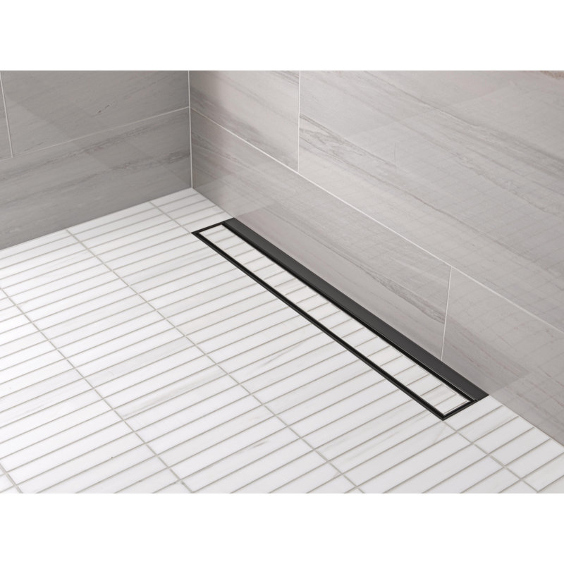 24" Linear Shower Drain Wall Edge, Matte Black